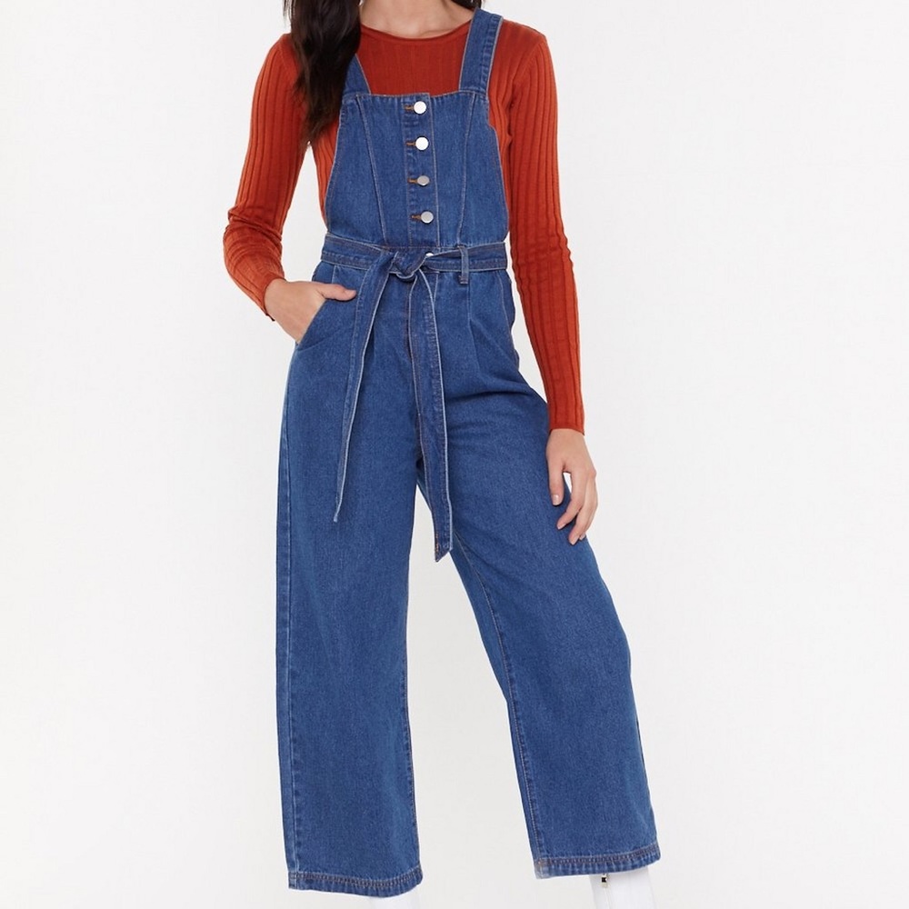 Tie Me Denim Belted Dungarees